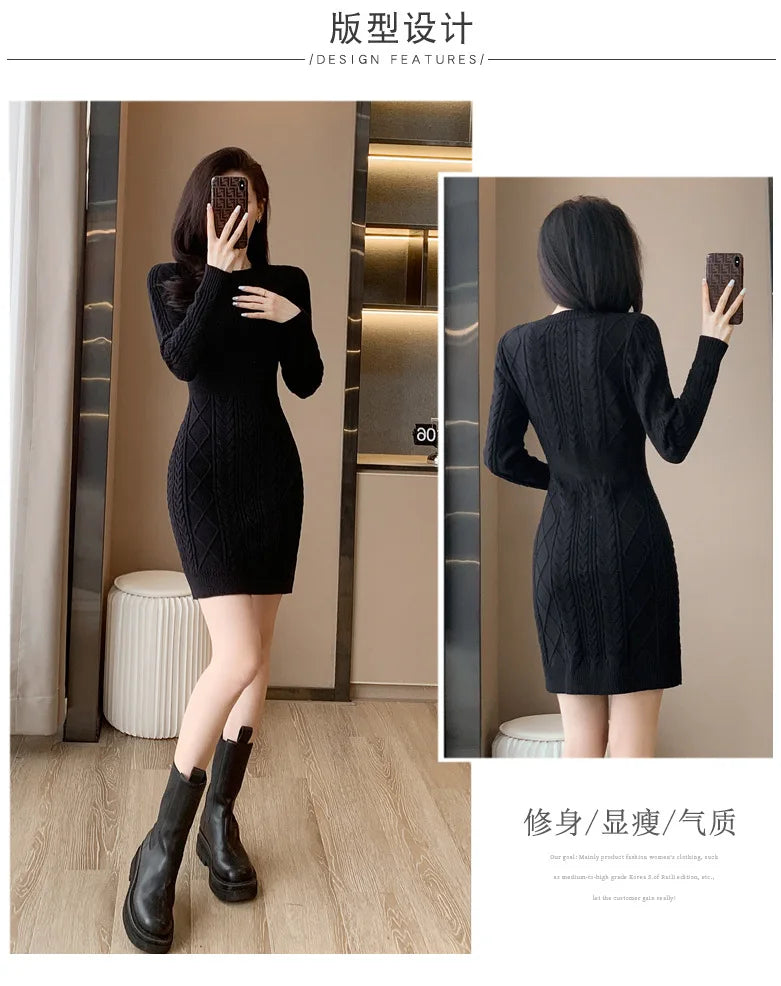 Soft Cozy Wool Knit Mini Dress for Autumn/Winter - Image 36