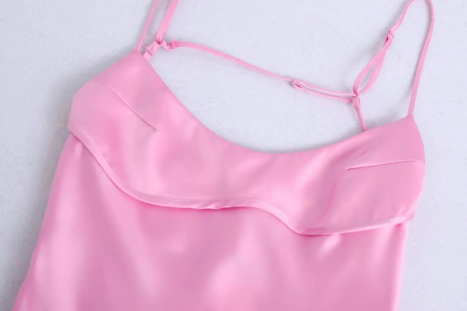 Elegant Pink Satin Cut-Out Mid-Calf Dress for Women - Image 13