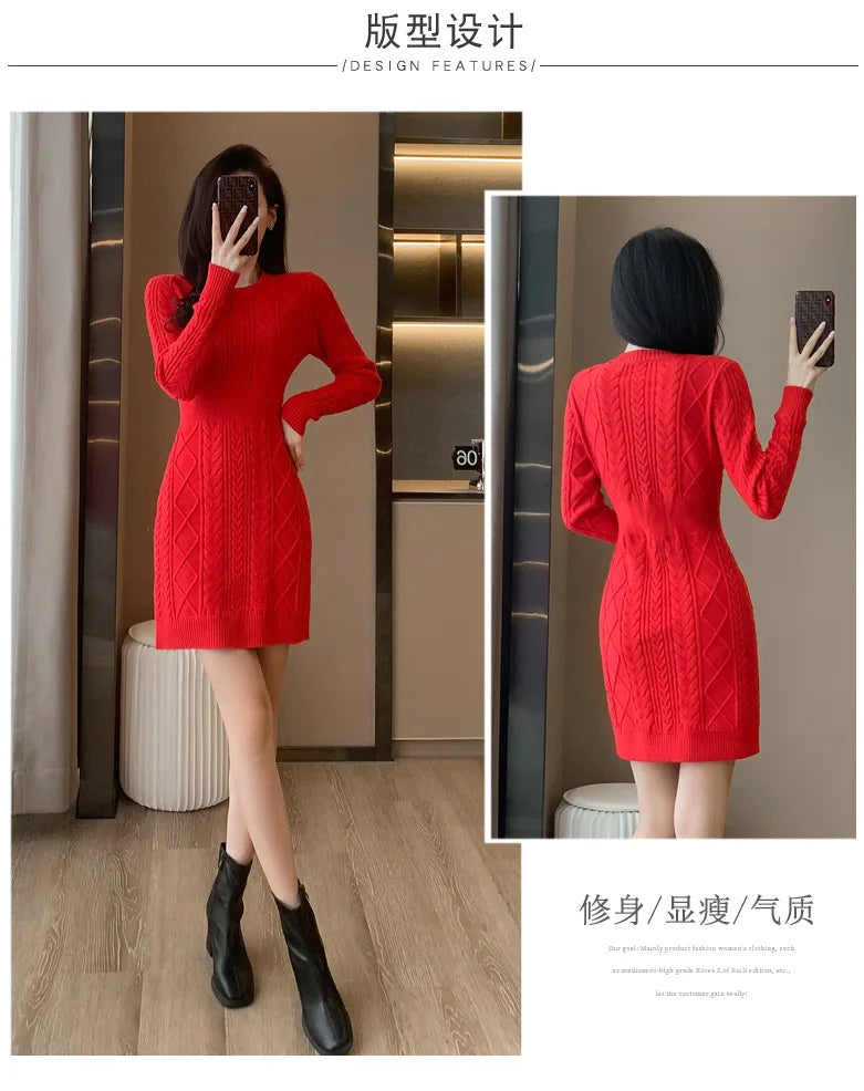 Soft Cozy Wool Knit Mini Dress for Autumn/Winter - Image 10