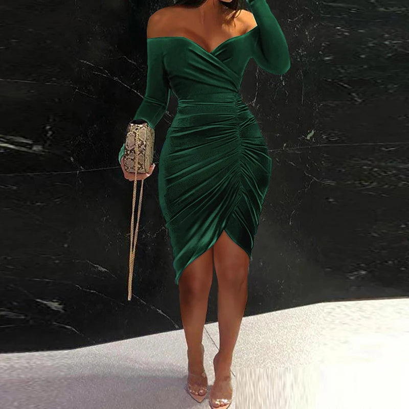 Elegant Vintage Red Off-Shoulder Mini Dress for Women - Image 5