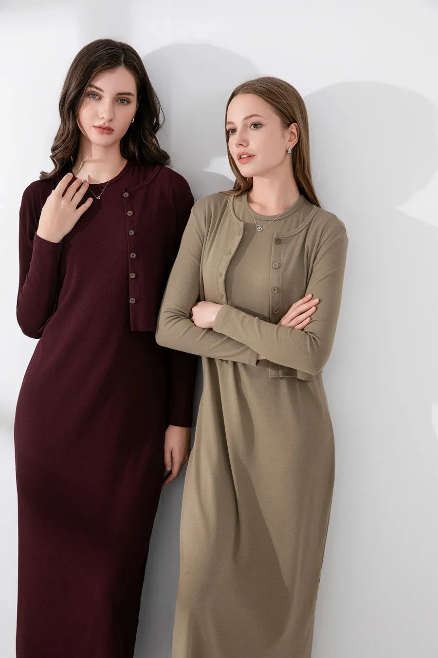 Ankle-Length Maxi Dress with Nature Fiber Ribbing - Image 3