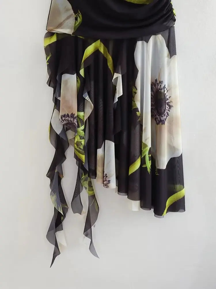 Chic Irregular Hem Silk Wrap Dress for Women - Image 7
