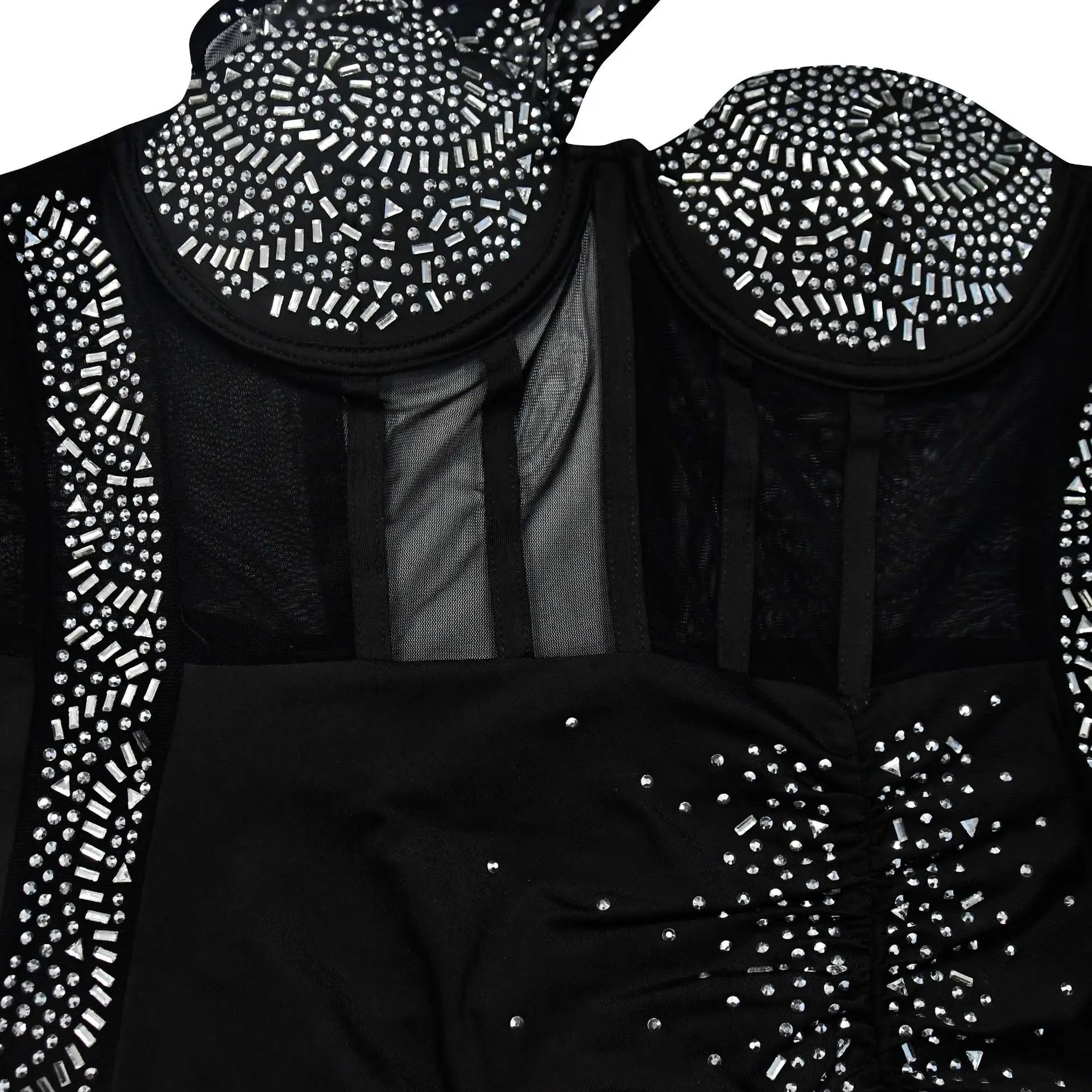 Sheer Rhinestone Mesh Mini Dress for Effortless Party Elegance - Image 18