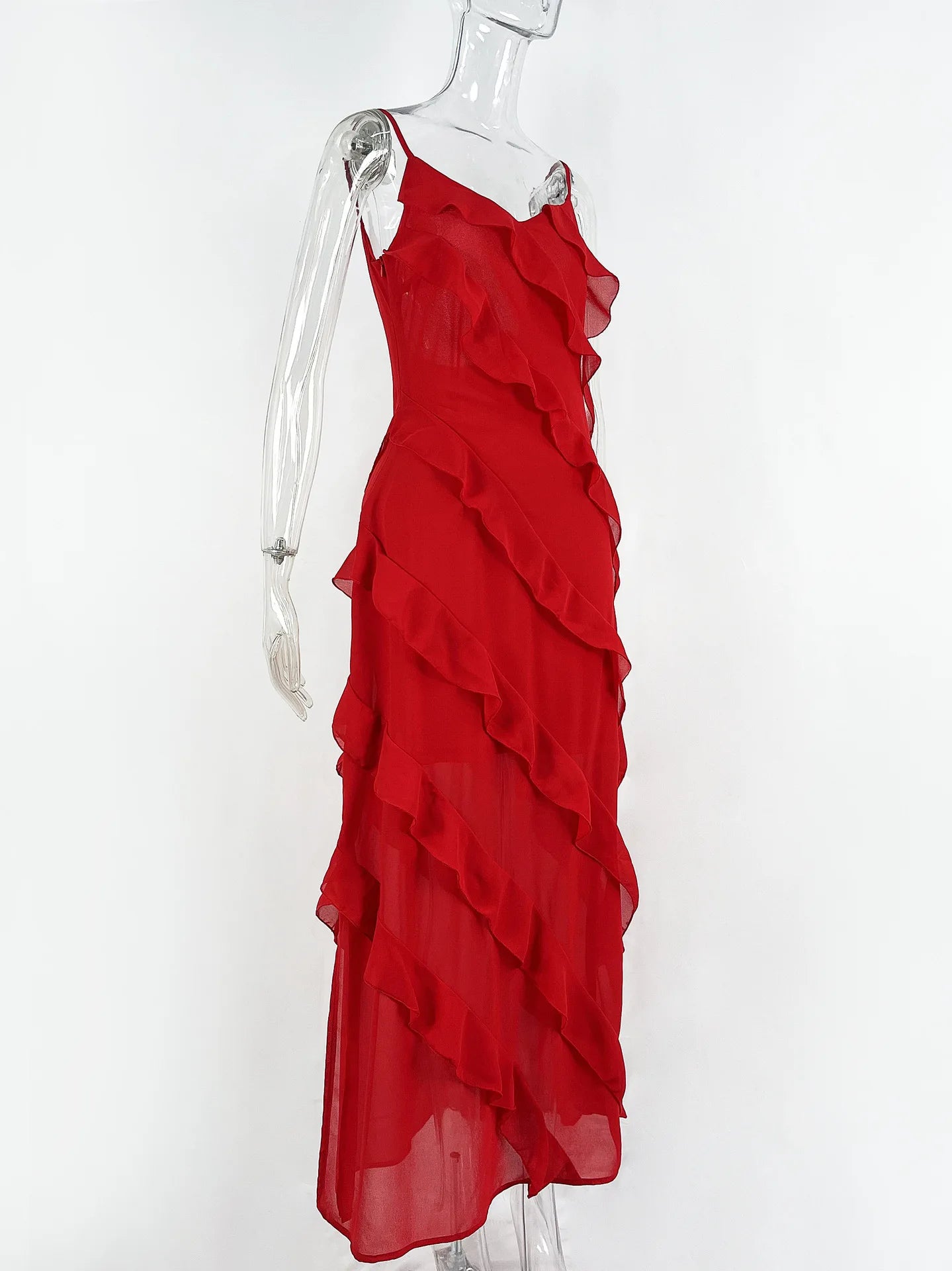 Elegant Women's Ruffle Chiffon Maxi Dress for Summer Events - Image 13