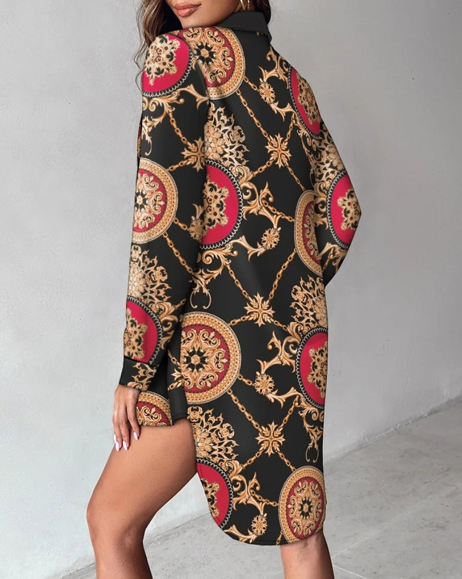 Women's Leopard Print Button-Up Casual Shirt Dress - Image 18