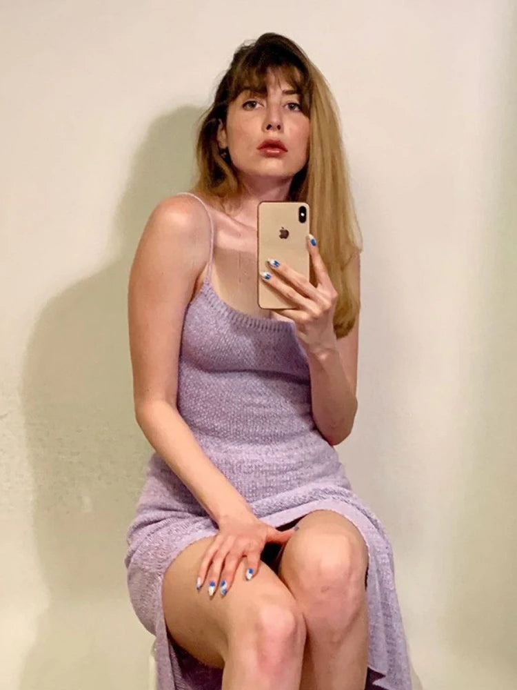 Women’s Sexy Backless Summer Knitted Sling Dress - Image 23