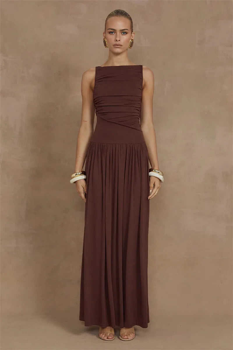 Elegant Sleeveless Maxi Dress for Women – Stylish Ruched Gown - Image 18