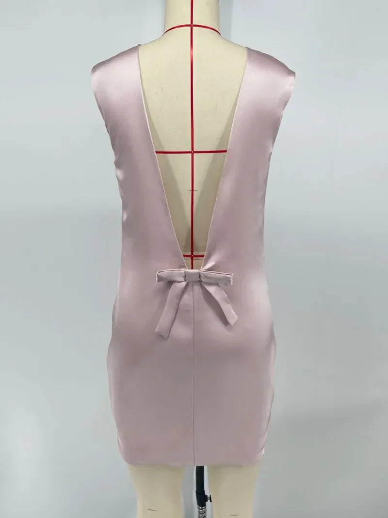 Elegant Backless Satin Mini Dress for Women - Perfect Party Wear - Image 13