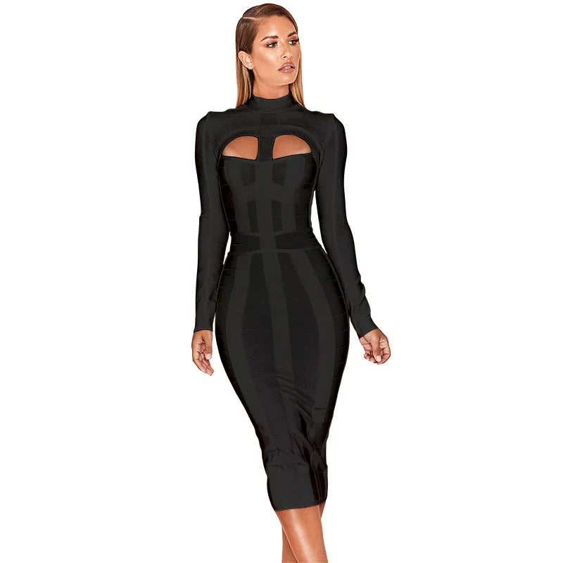 Winter Hollow Cut-Out Knitted Bodycon Dress for Women - Image 6