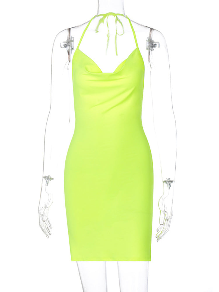 Elegant Backless Halter Bodycon Mini Dress with Ruffle Hem - Image 8