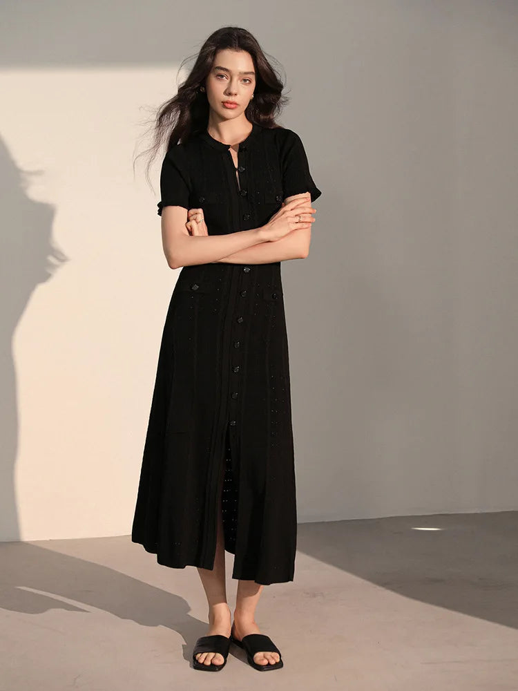Elegant Women's Knitted Hollow Corset Long Skirt Dress - Image 10