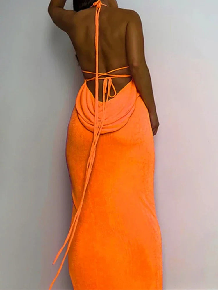 Backless Sleeveless Maxi Dress with Long Shoulder Straps - Image 3