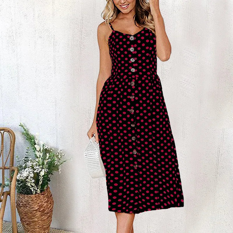 Red Casual Summer Dress with Open Back & Straps - Image 14