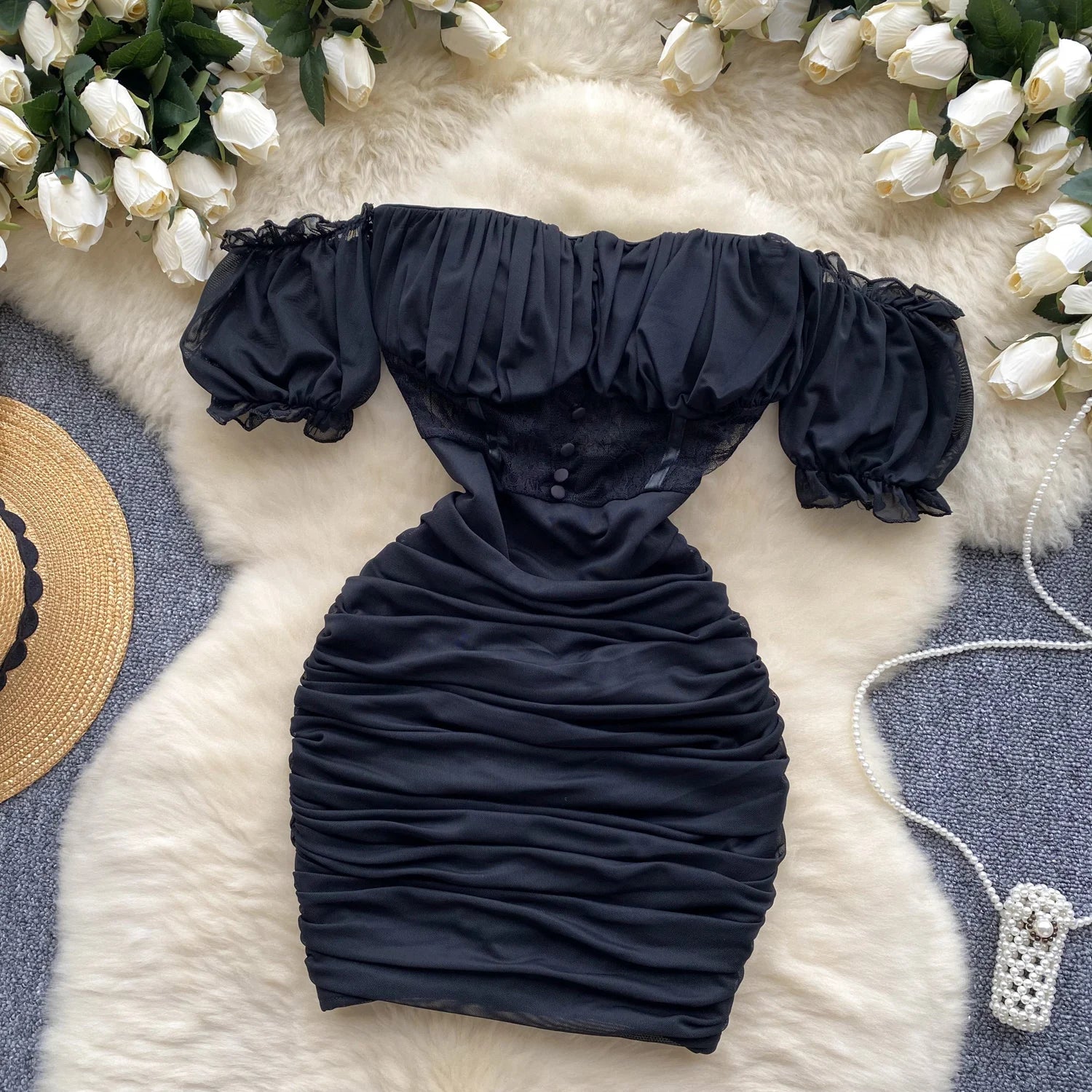 Elegant Vintage Off-Shoulder Lace Slip Dress for Summer - Image 19