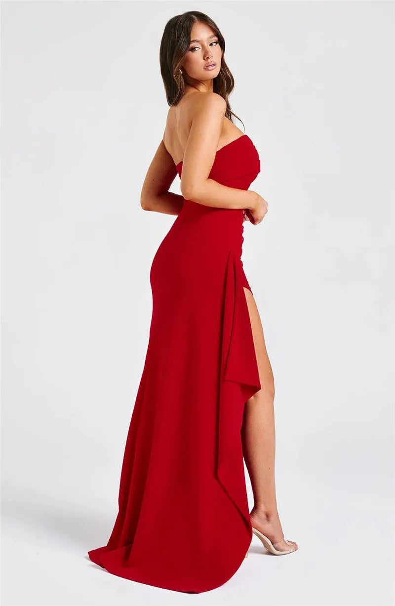 Elegant Off-Shoulder High Split Maxi Dress for Women - Image 17