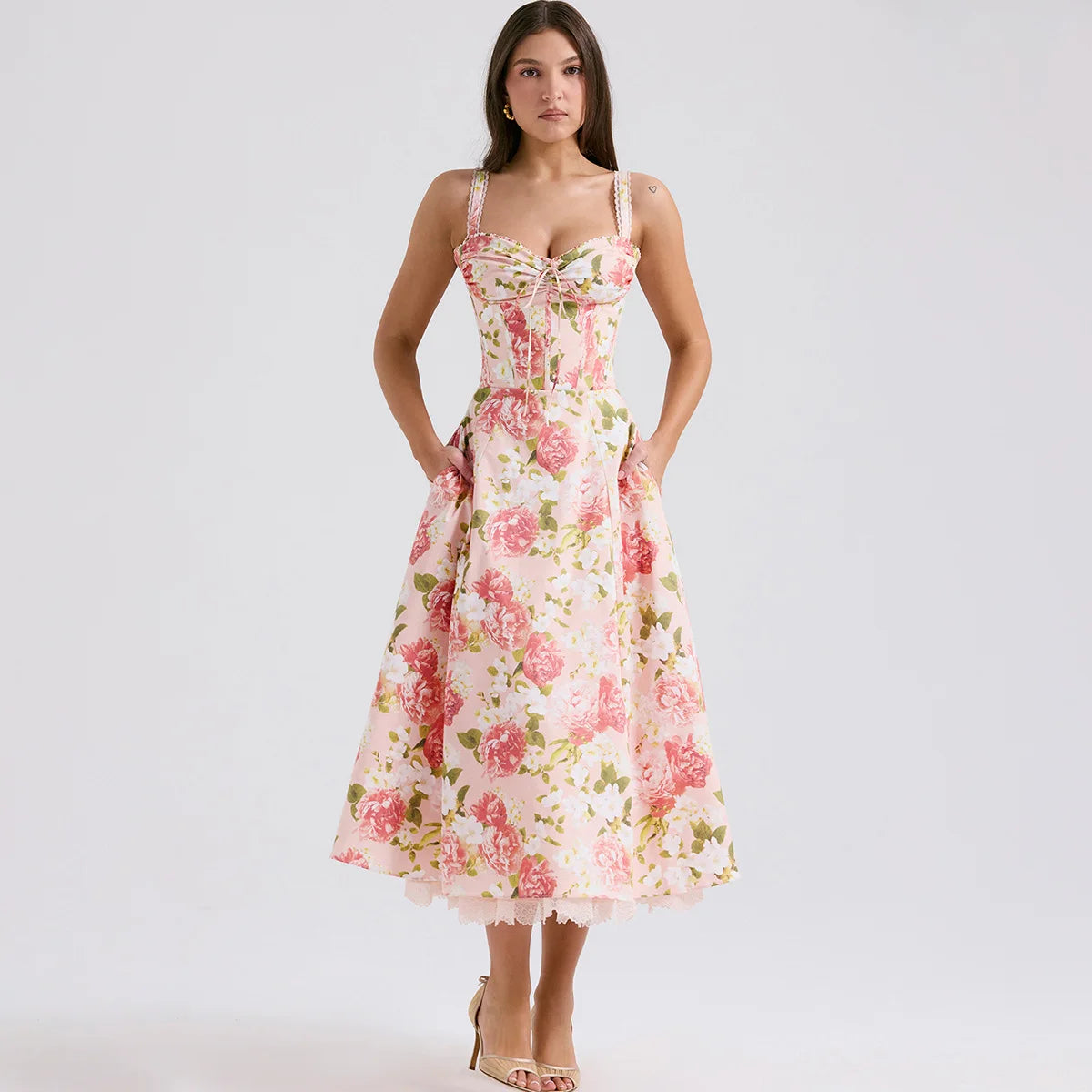 Floral Print Midi Dress for Summer Parties and Casual Wear - Image 12