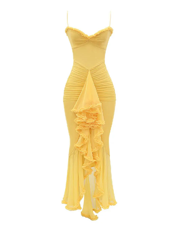 Elegant Backless Ruffle Hem Maxi Dress for Women - Image 11