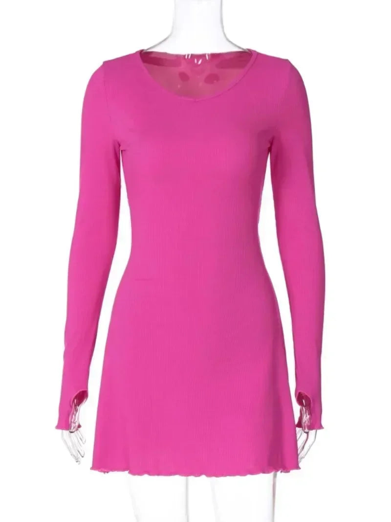 Chic High Waist A-Line Lace-Up Autumn Dress - Image 9