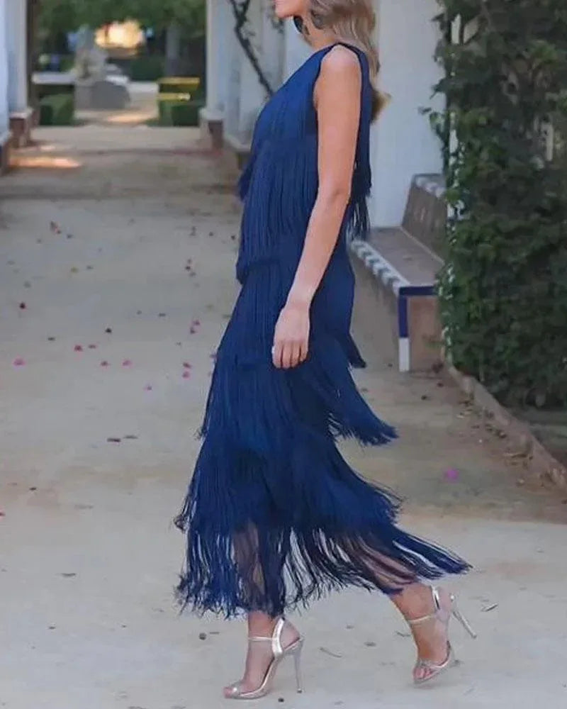 Trendy Asymmetrical Fringed Dress for Spring & Summer - Image 22