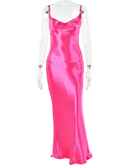 Elegant Backless Satin Spaghetti Strap Summer Dress for Parties - Image 19