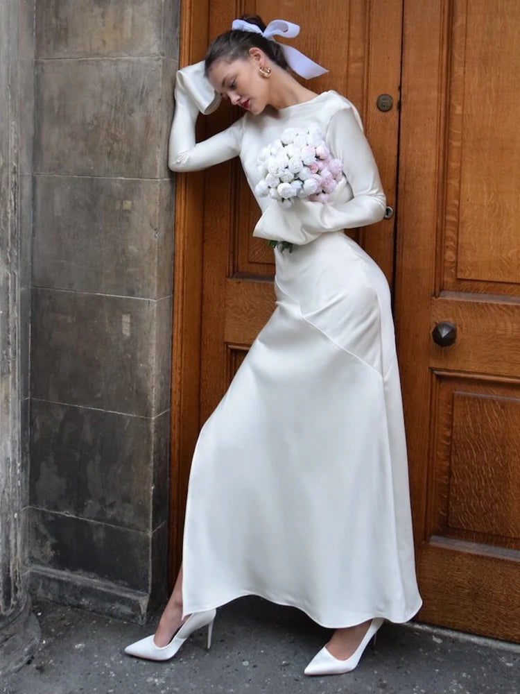 Elegant Satin Christmas Evening Dress for Women - Image 42
