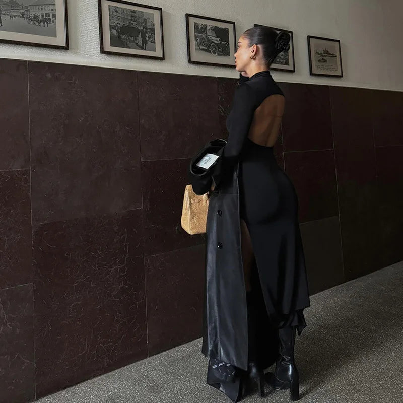 Elegant High Split Backless Maxi Dress for Women - Image 24