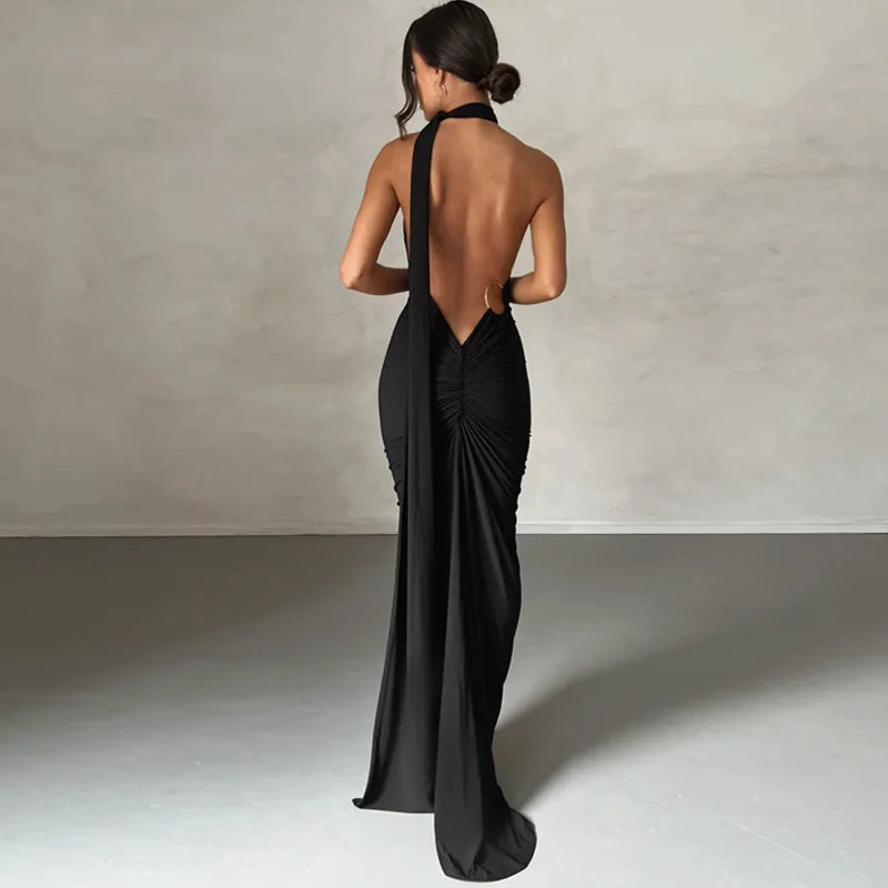 Elegant One Shoulder Maxi Dress - Sexy Backless Design - Image 31