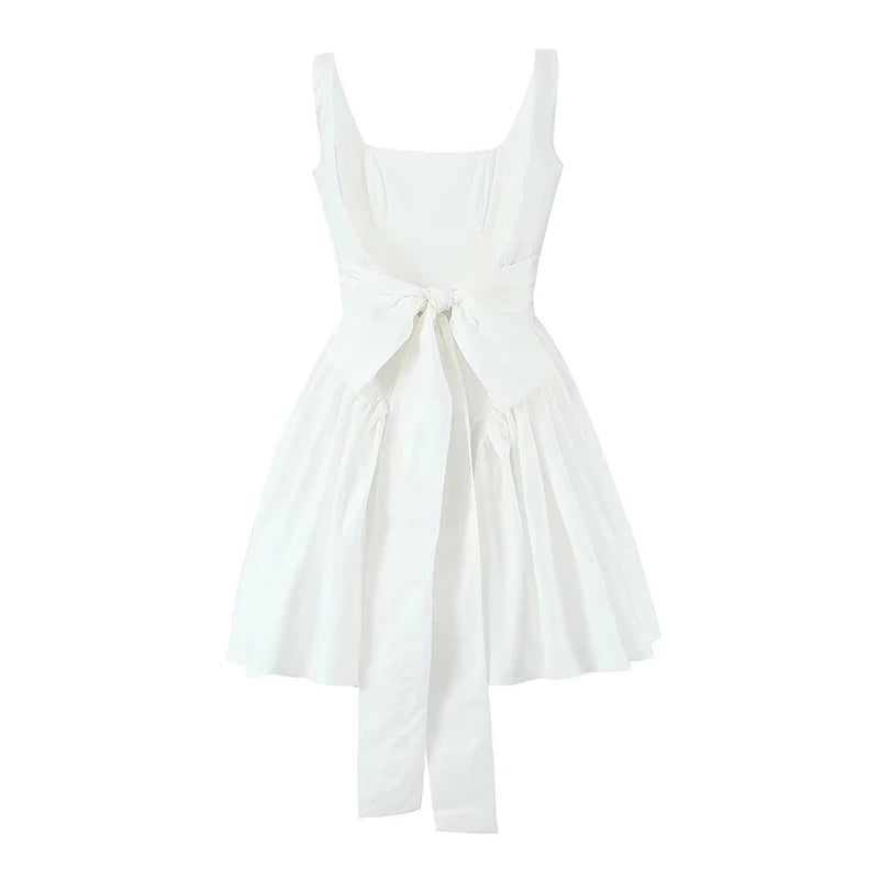 Summer Women's Backless Bow Mini Dress - Holiday Party Style - Image 3