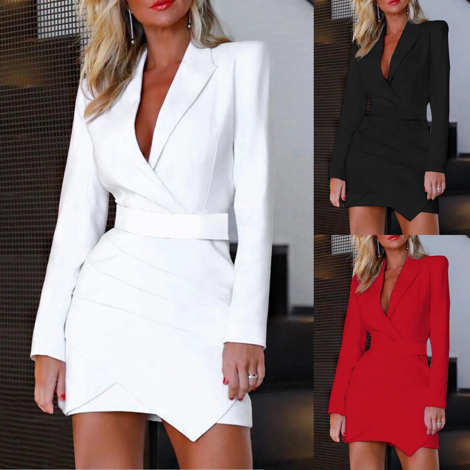 Chic Slim Fit Long Sleeve Business Suit Dress for Women - Image 4
