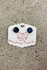 Blushing Owl-Round Druzy Studs