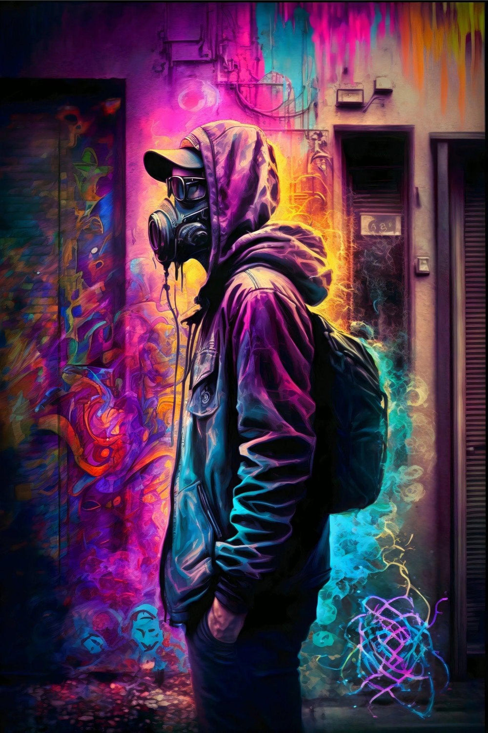Street Graffiti Neon Spray Paint Painting · Creative Fabrica
