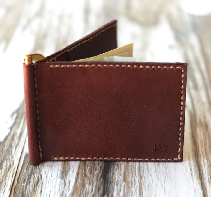 Leather Money Clip Billfold Wallet - Dark Brown - 109 - Extra Studio