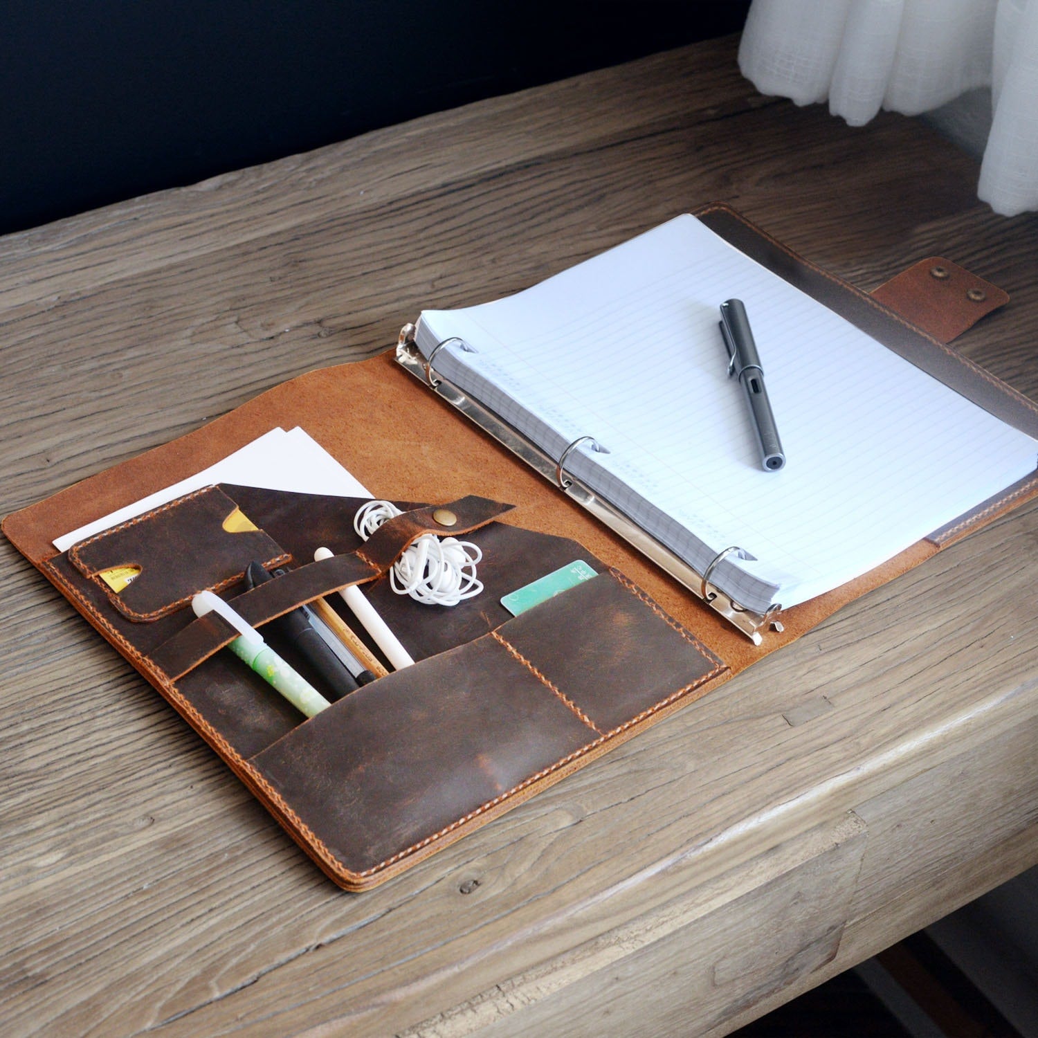 Leather Ring-Bound Photo Album, Three-ring binder