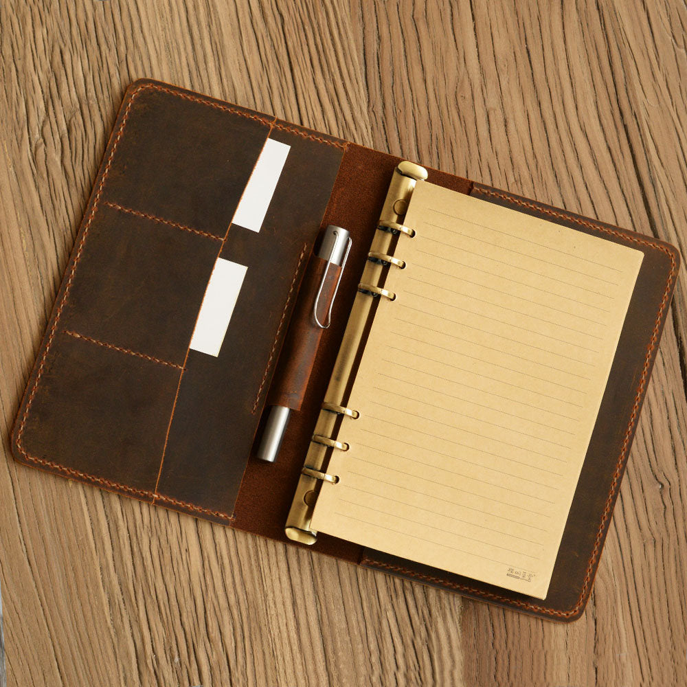 Personalized leather notebook journal refillable 5x8, legal pad cover, -  Extra Studio