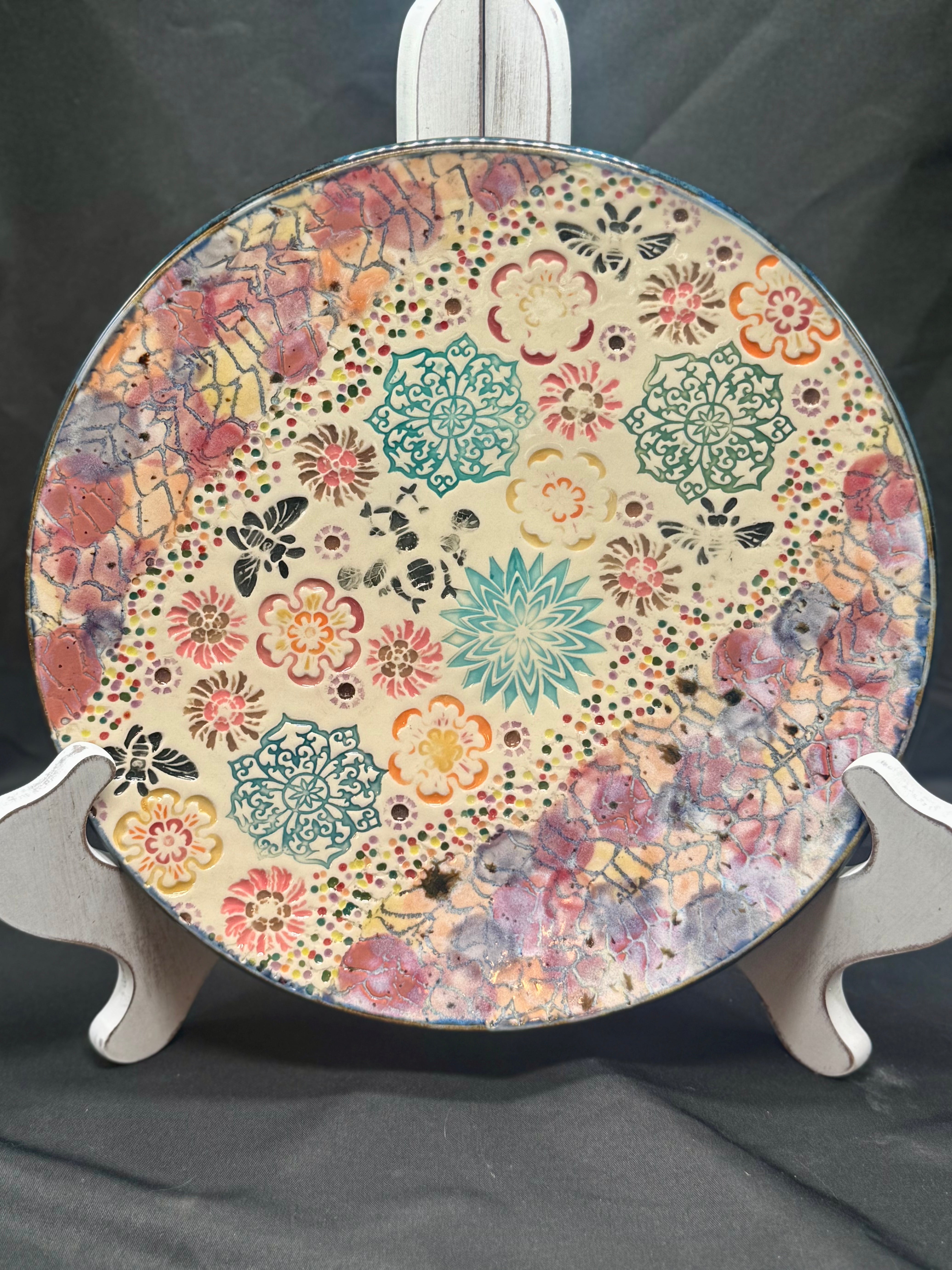 Medium Bowl- Floral Burst Footed