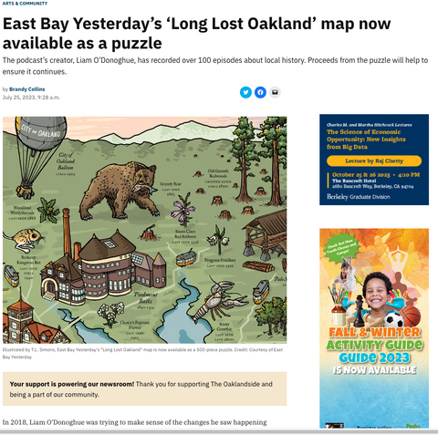 Oaklandside article about Oakland Puzzle Company making the Long Lost Oakland map