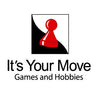 Logo with a pawn piece and It's Your Move Games and Hobbies