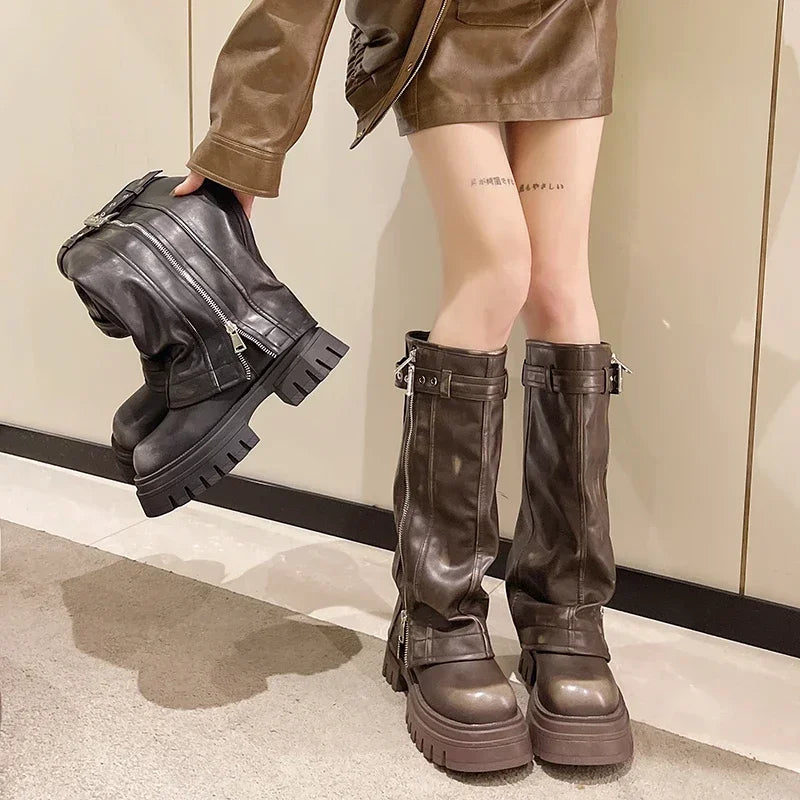 Stivali biker chunky da donna