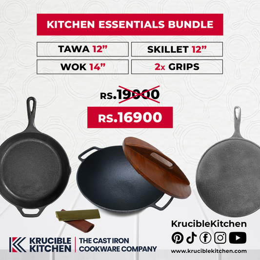 Cast Iron Tawa 12 Inch Naturally Non Stick, Seasoned. Krucible Kitchen –  KrucibleKitchen