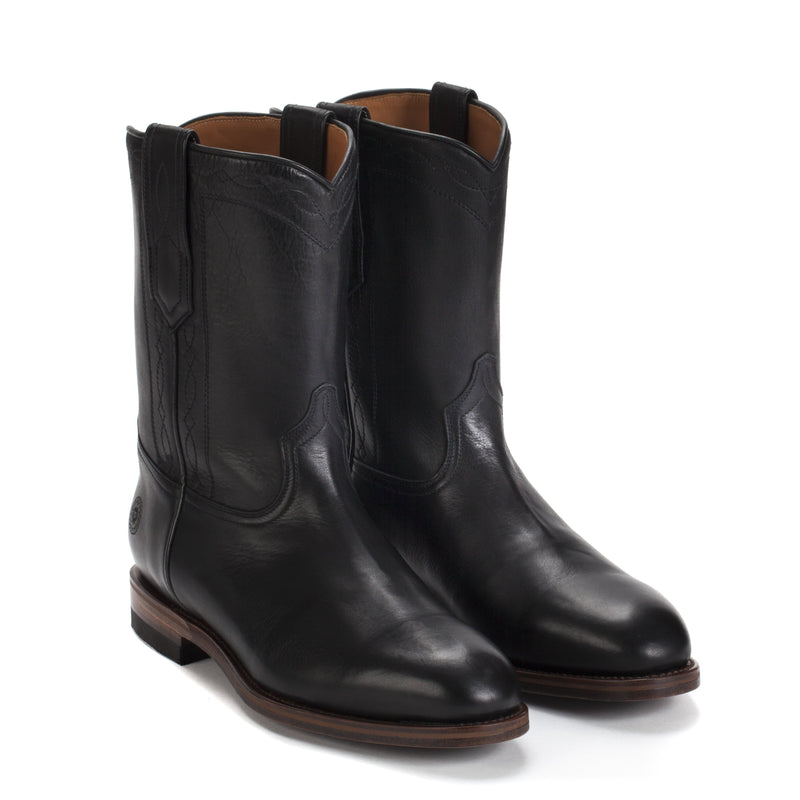 Mens Handmade Leather Bexar Black Roper Boots - Ranch Road Boots™