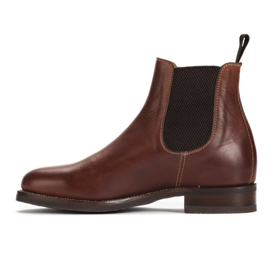 cognac leather chelsea boots