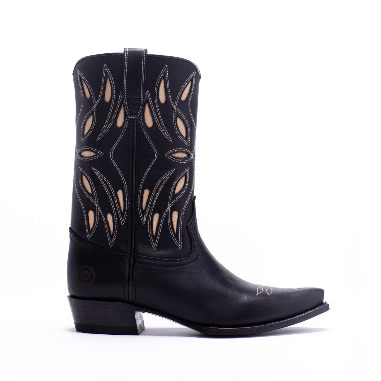 black leather cowboy boots womens