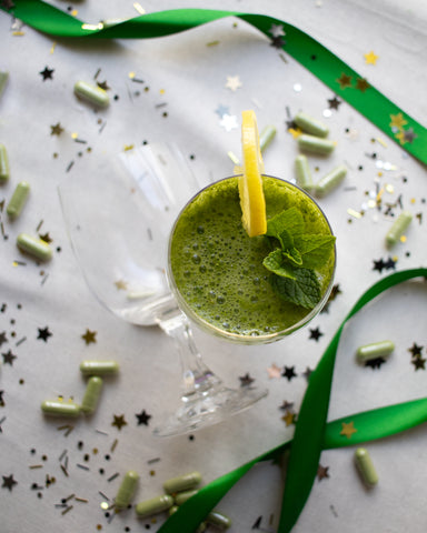 superfood, mocktail, new years mocktail, new years, healthy mocktail, mint,  morinnga