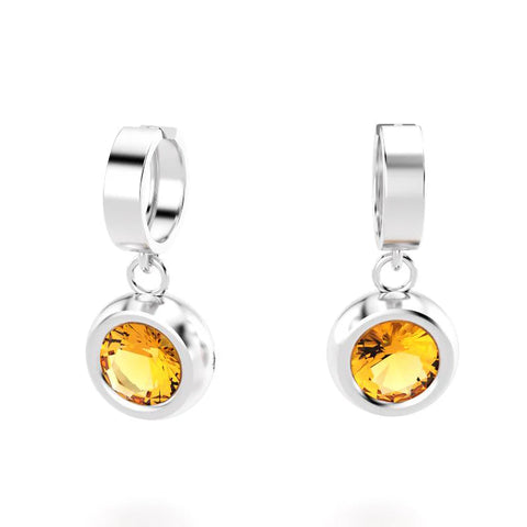 boucles d'oreilles indiscrète  pour femme en argent citrine