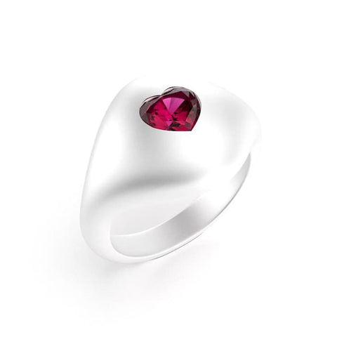 Bague Cuore en argent et grenat rhodolite