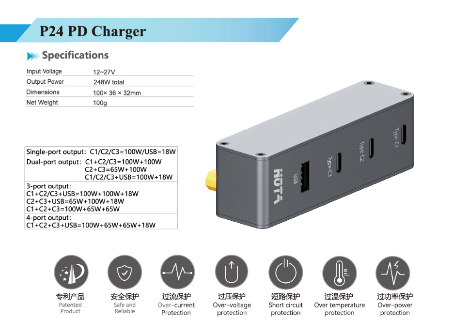 Hota P24 type C USB charger