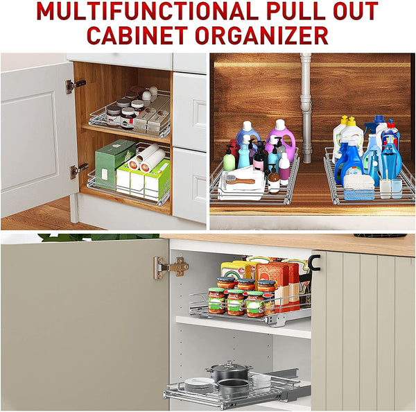 Pull Out Cabinet Organizer, Tksrn Heavy Duty Slide Out Pantry Shelves ...