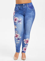 Plus Size Floral Skinny Jeggings