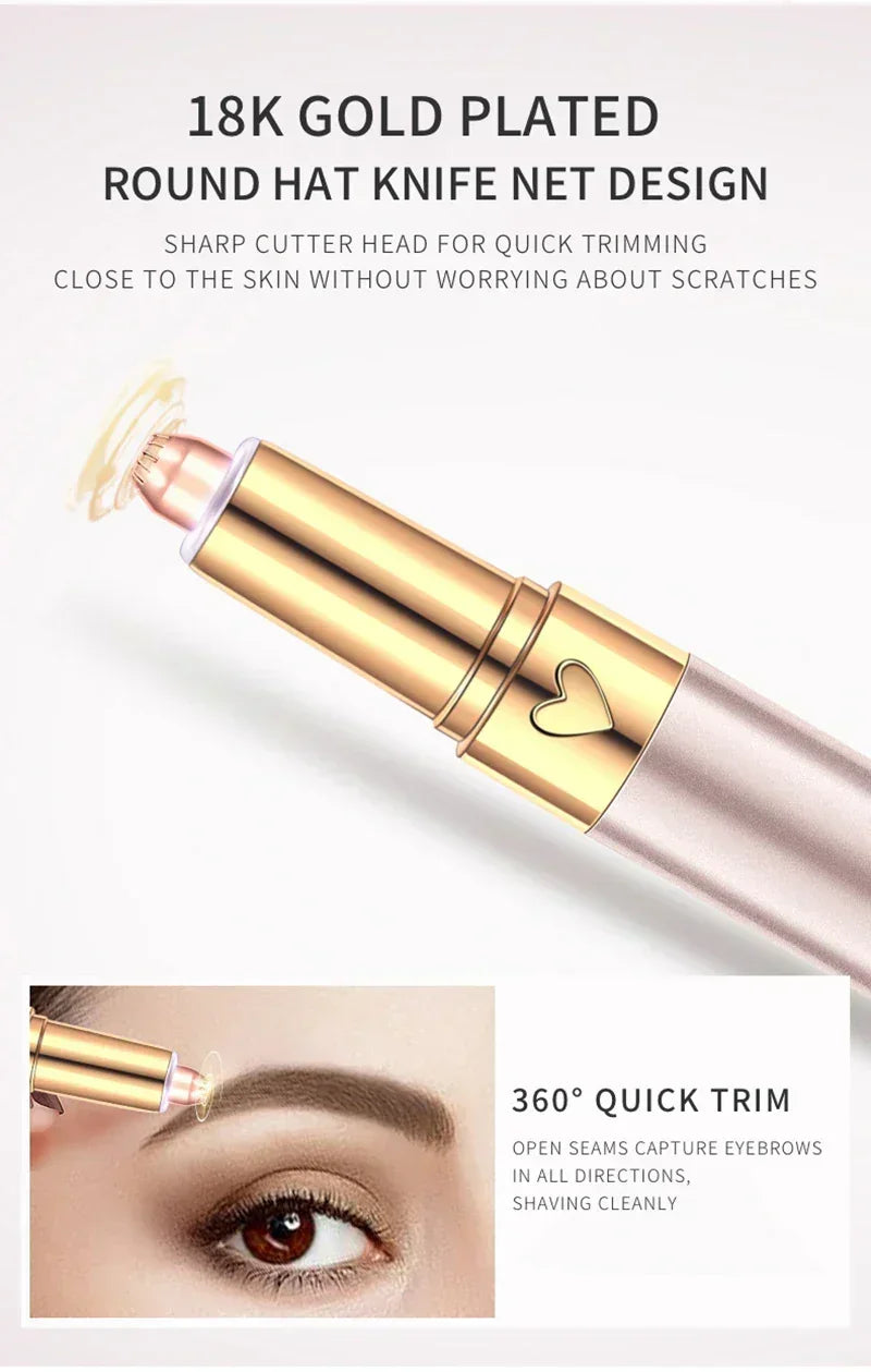 Rechargeable Electric Eyebrow Trimmer Makeup Painless EyeBrow Lipstick Epilator Mini Shaver Razors Portable Facial Hair Remover - ACHETE LTD