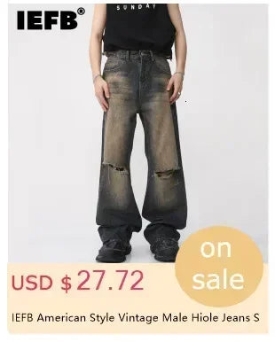 IEFB Vintage Gradient Baggy Jean Trousers Trend Men's Fashion Distressed Y2k Style Personality Wide Leg Casual Denim Pant 9C1149 - ACHETE LTD